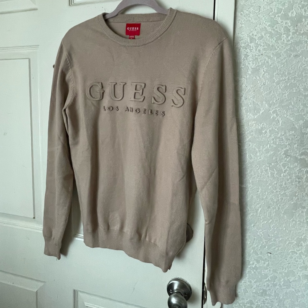 Guess stero emboss long sleeve sweater dulce cream NWT SZ S